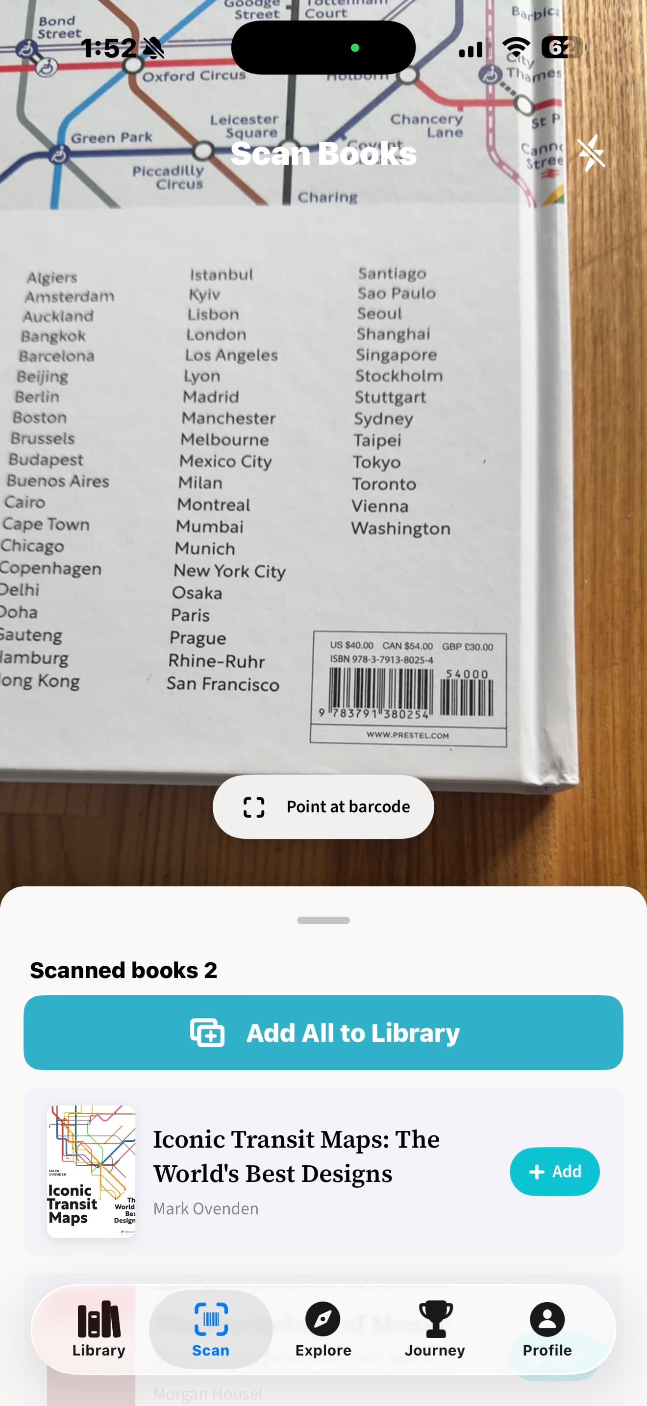 BookOwl barcode scanning interface