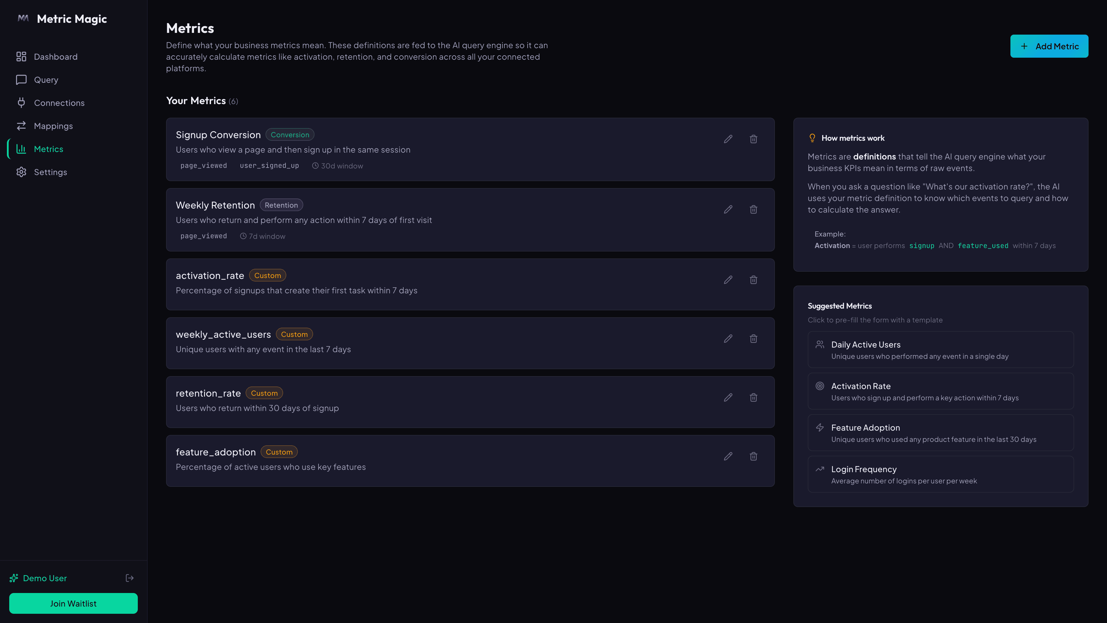 Metric Magic unified metrics view